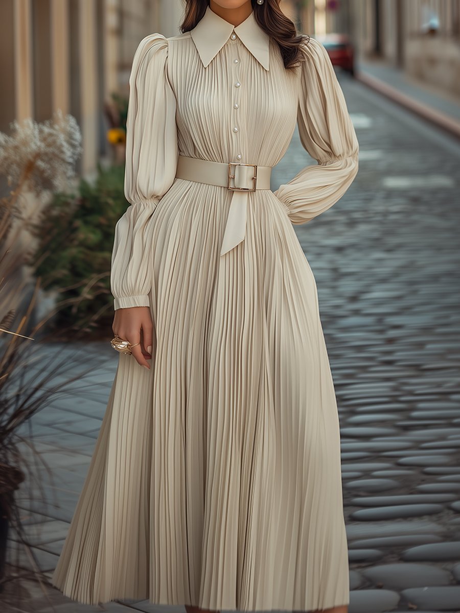 Retro Drape Bow Pleated Midi Dress main image 0
