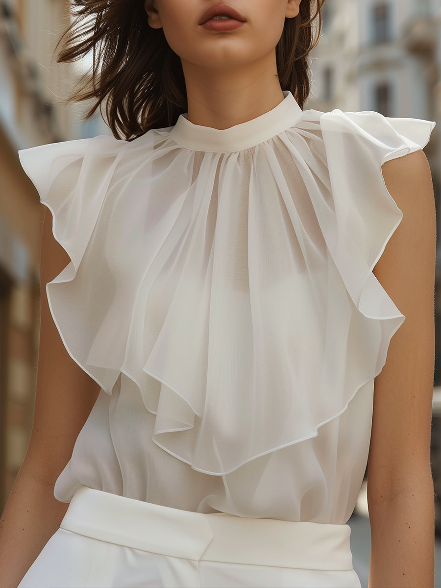 Elegant Ruffle Chiffon Blouse