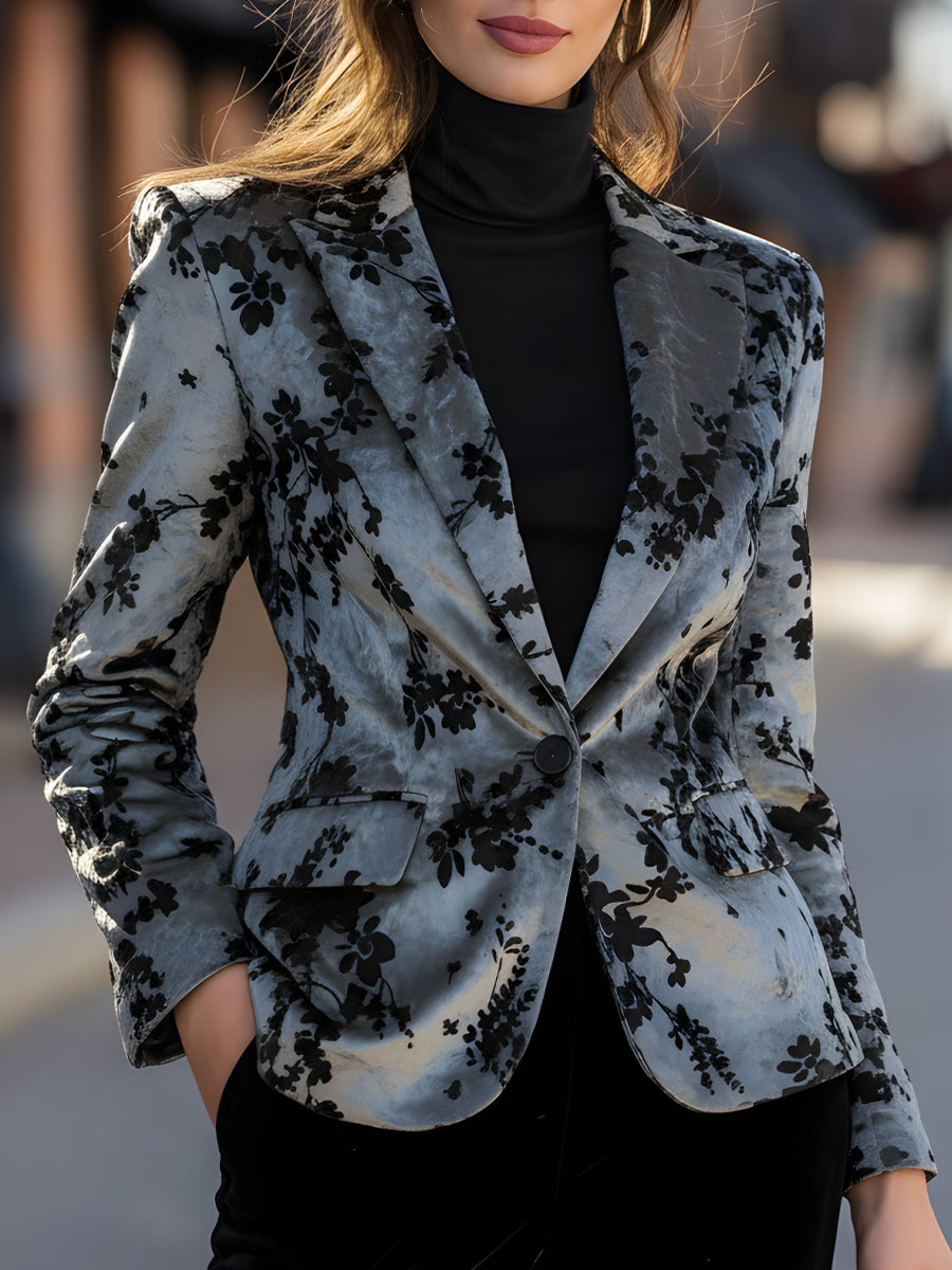 Floral Velvet Tailored Blazer