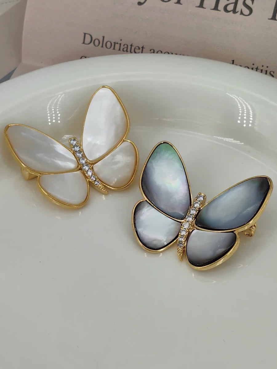 Butterfly Duo Shell Brooch
