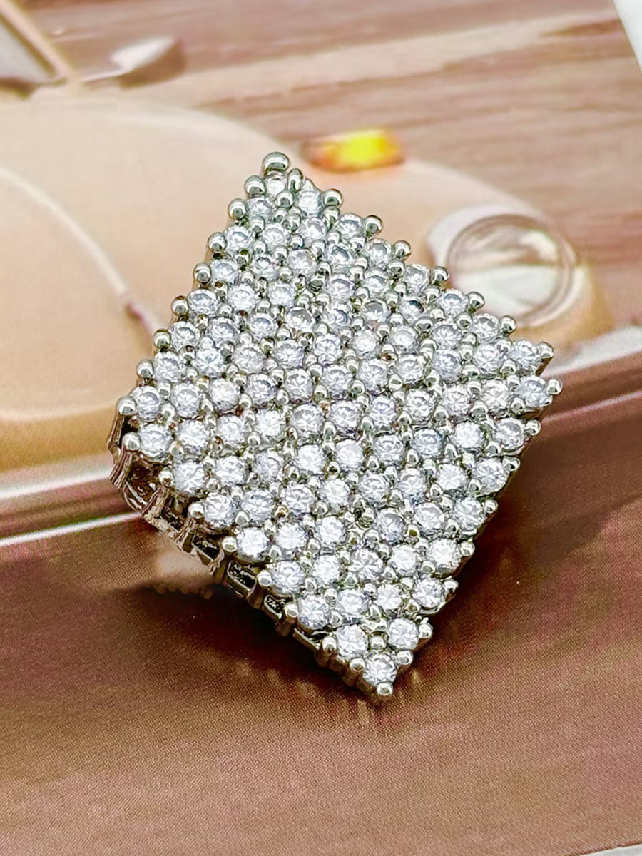 Radiant Pavé Square Statement Brooch