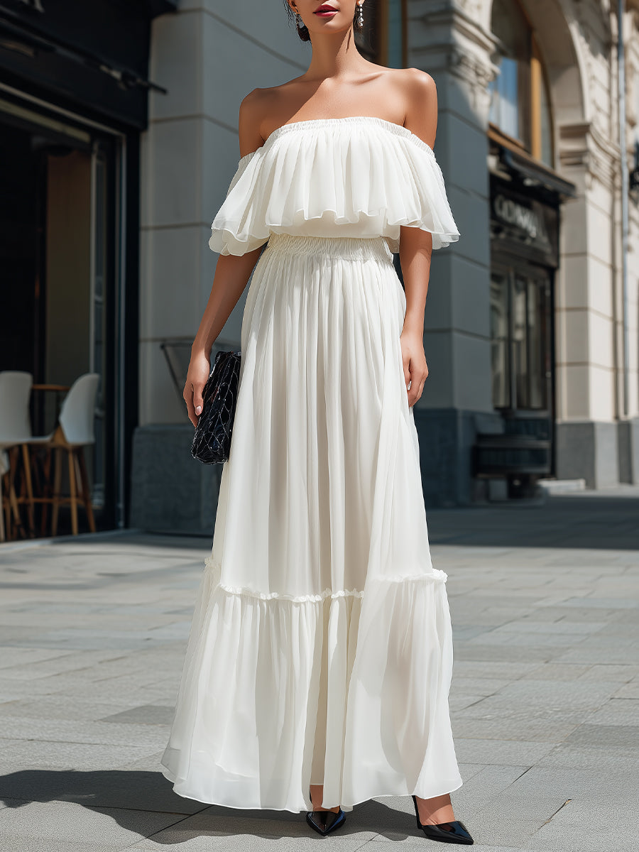 Off-Shoulder Ruffle Tiered Maxi Dress