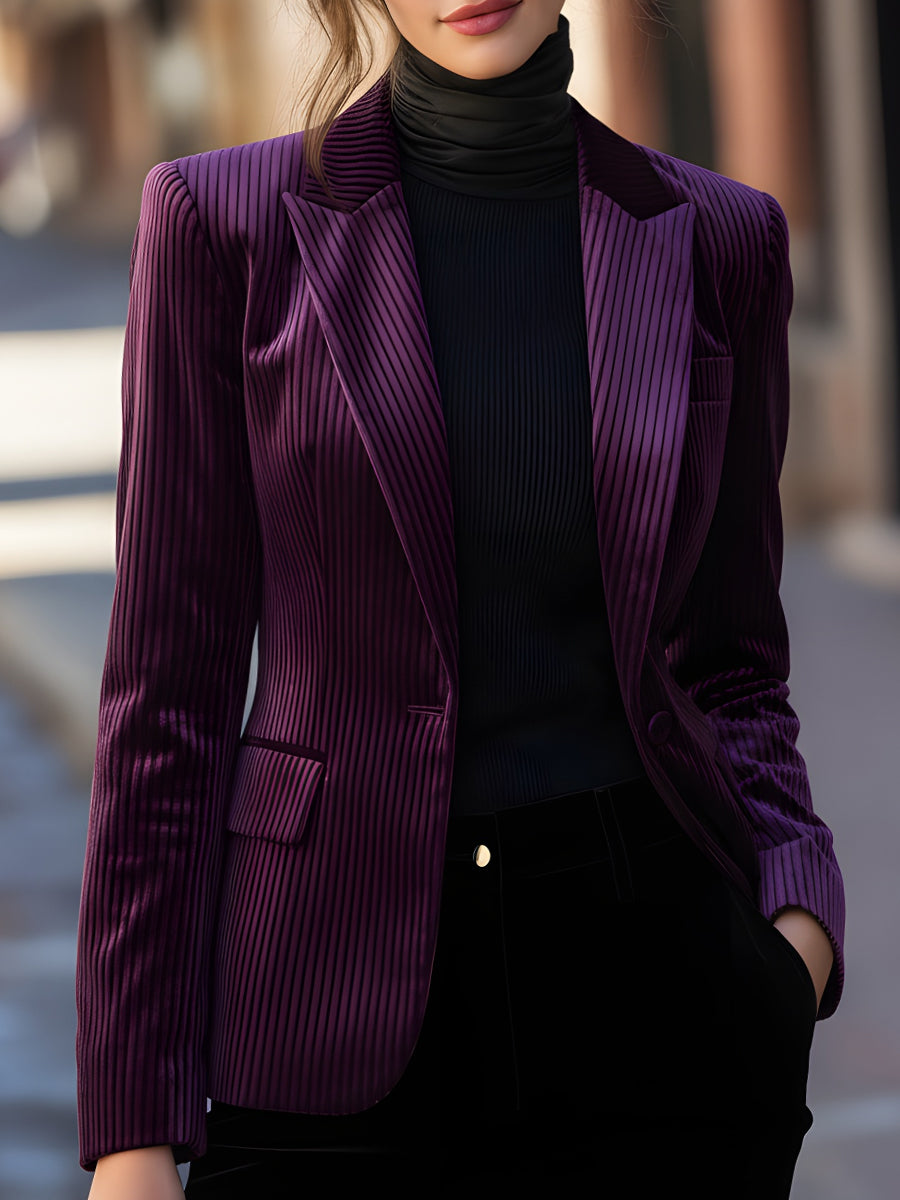 Striped Velvet Tailored Blazer