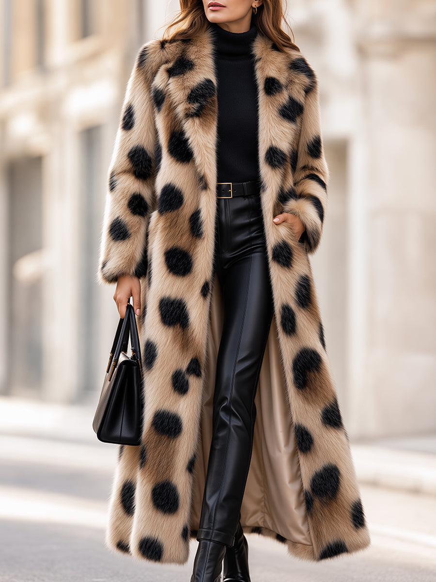 Women's Long Leopard-Print Faux Fur Coat