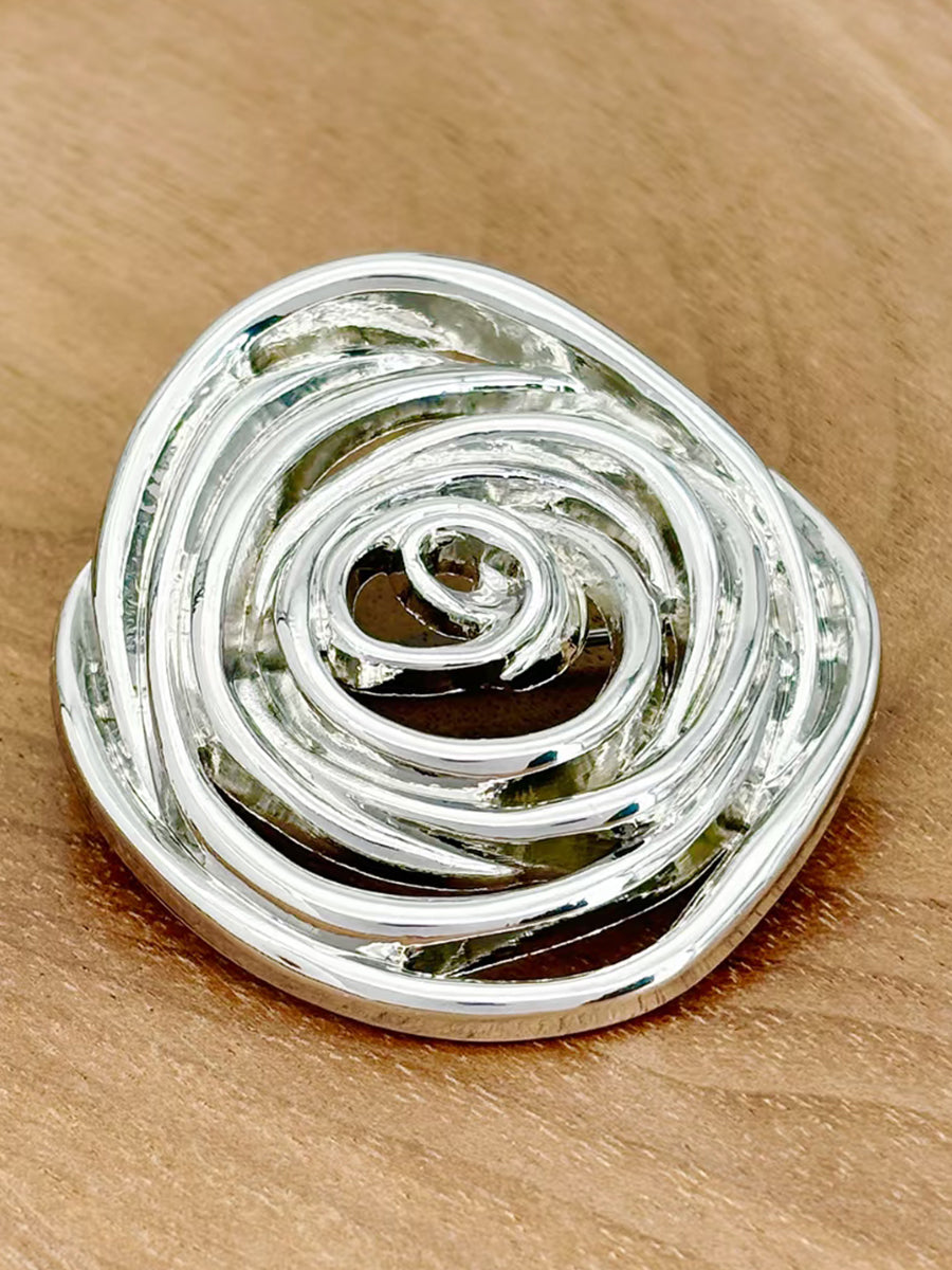 Modern Spiral Sculpted Rose Brooch