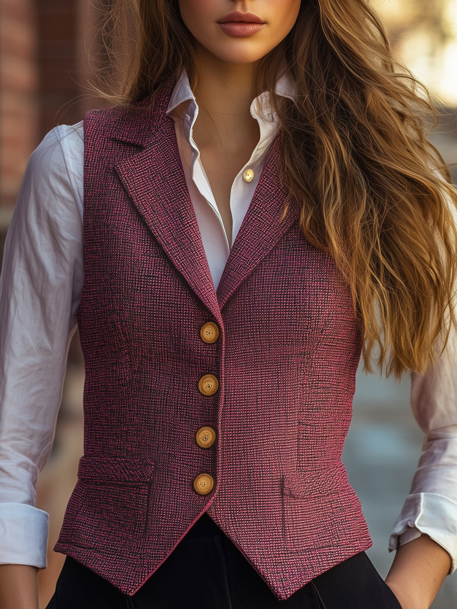 Textured Burgundy Tweed Vest