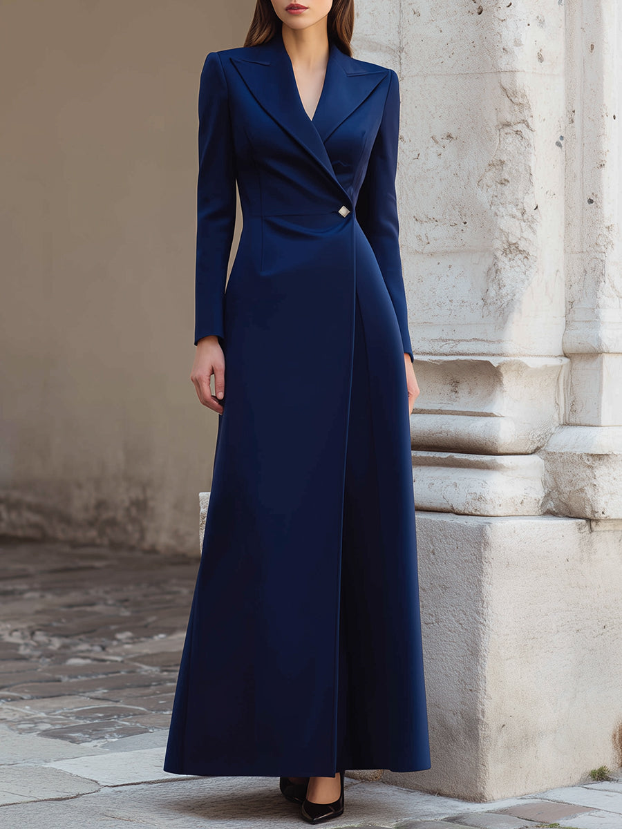 Navy Structured Longline Blazer Gown