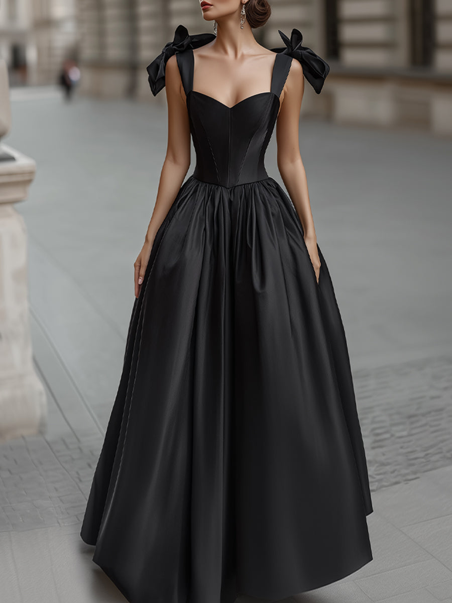 Elegant Bow-Shoulder Corset  Ball Gown Dress