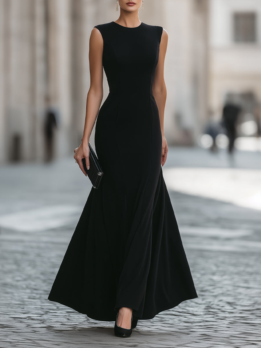 Sleeveless Sculpted Mermaid Maxi Dress