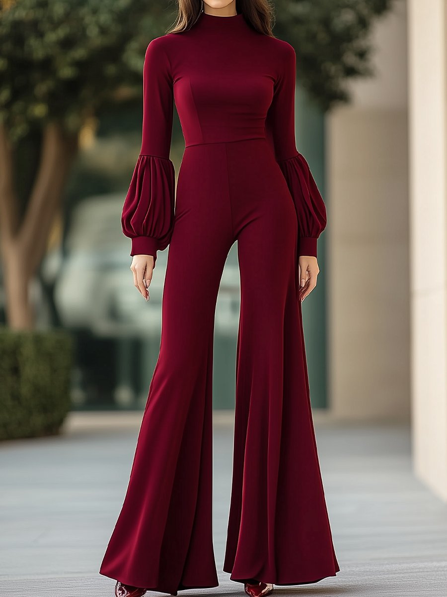 Sleek Burgundy Flared Jumpsuit