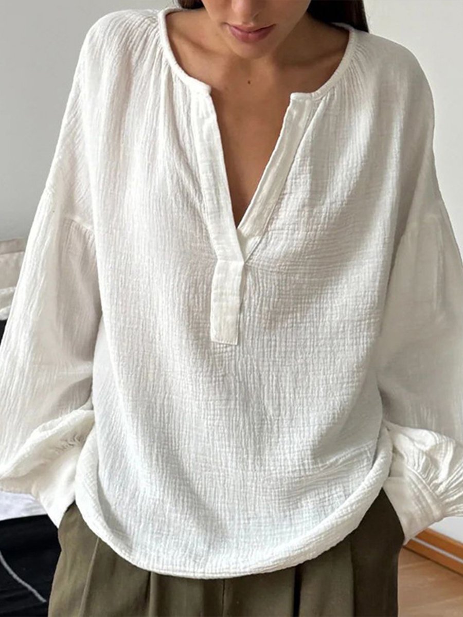 Relaxed Cotton Blouse Soft Breathable Comfort for Everyday Wear