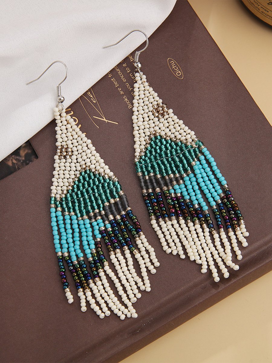 Bohemian Handwoven Tassel Bead Earrings