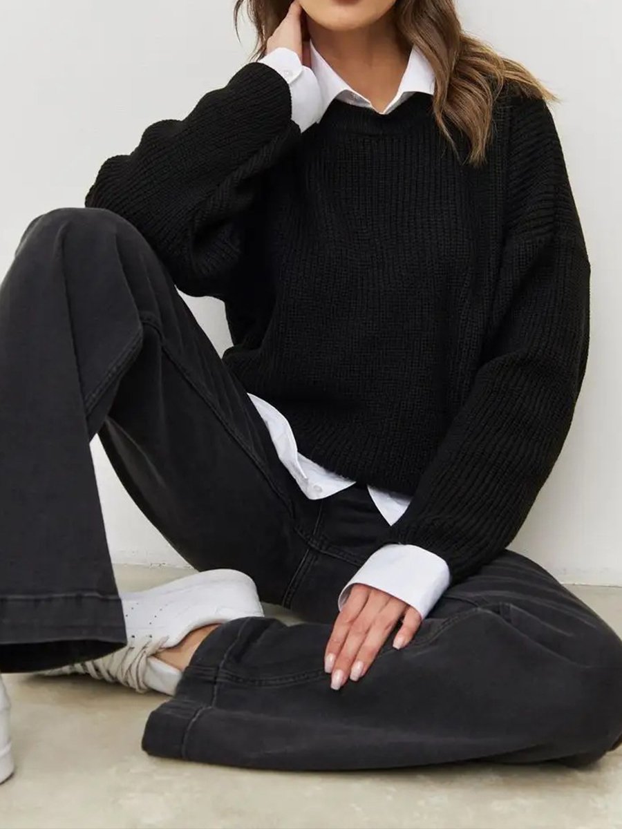 Solid Color Long Sleeve Sweater