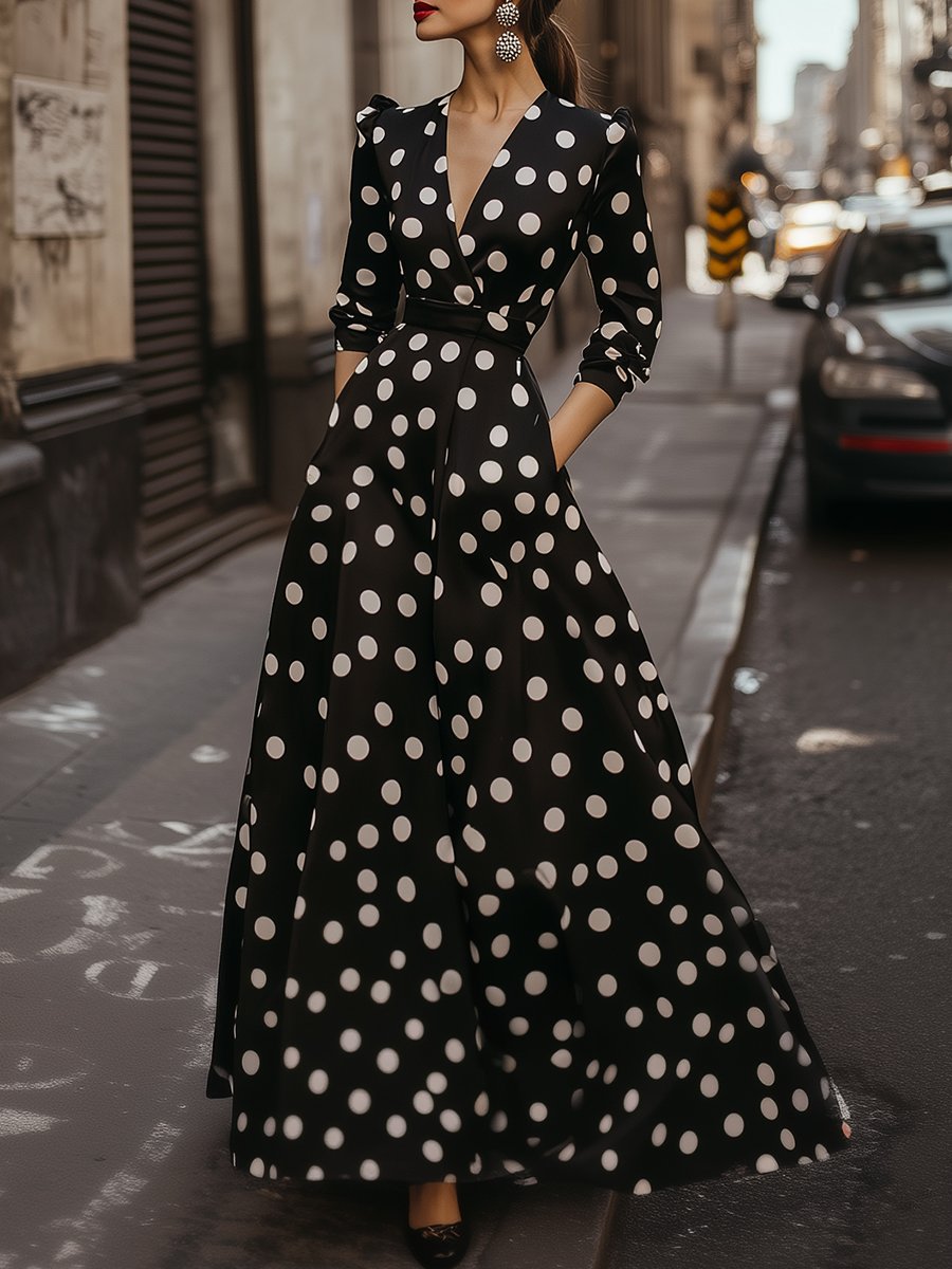 Timeless Black Polka Dot Maxi Dress