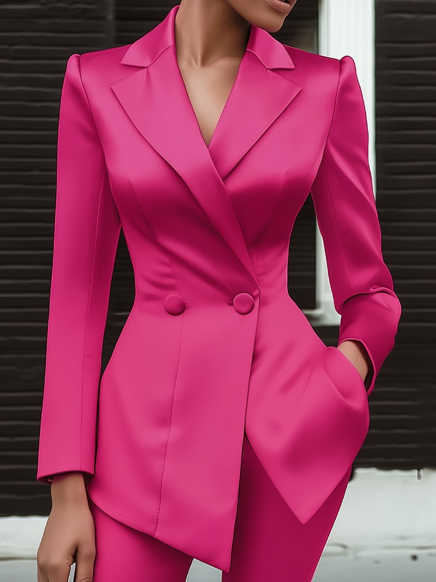 Vibrant Pink Irregular Cut Blazer