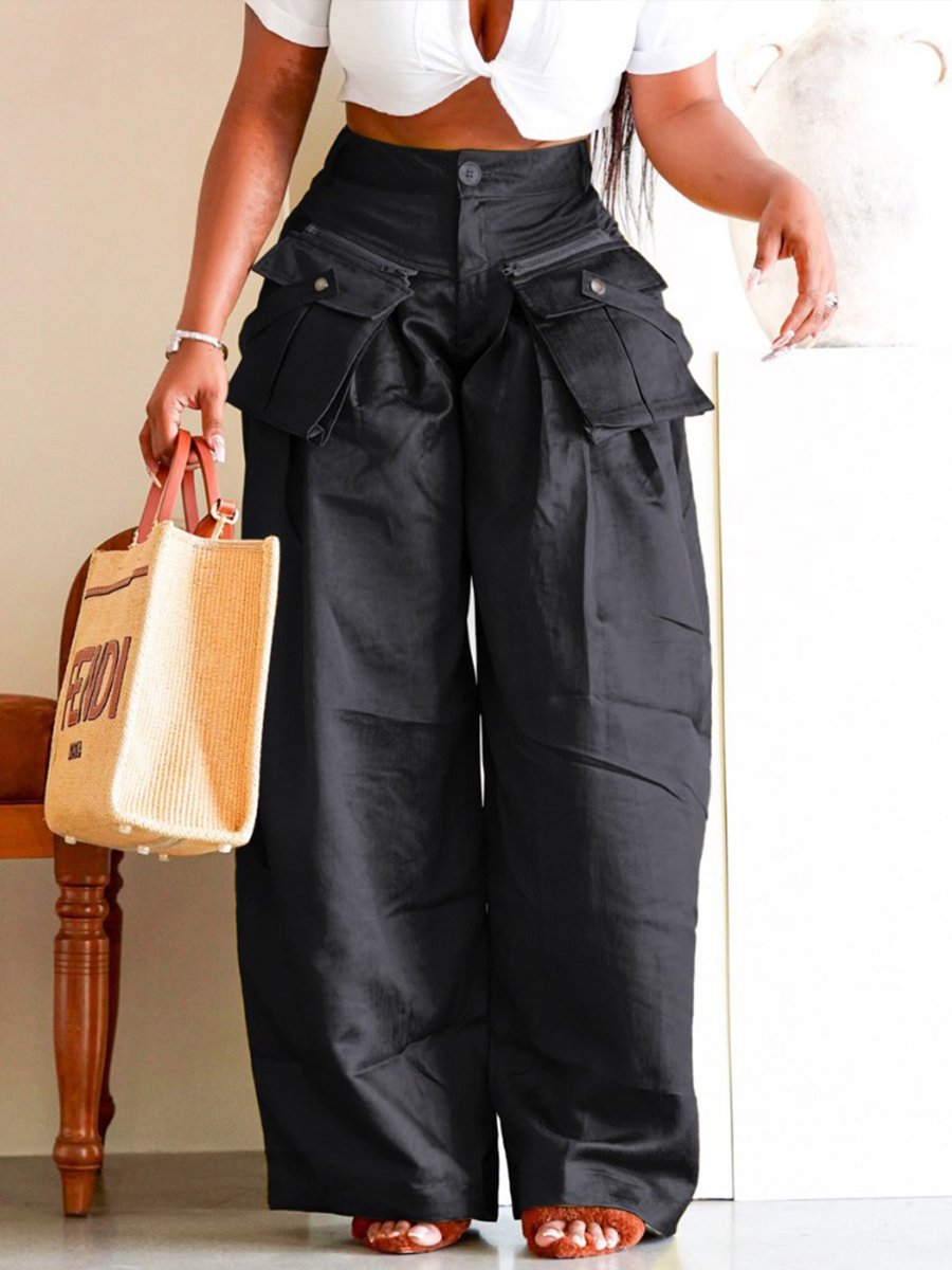 Detachable 3D Pocket Wide-leg Pants