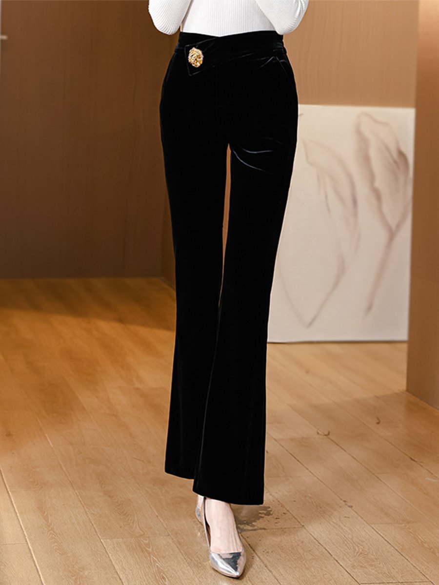 Velvet Chic: Sleek Black Trousers