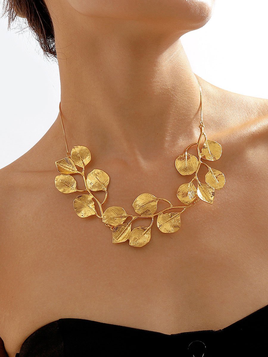 Elegant Leaf Vine Statement Necklace