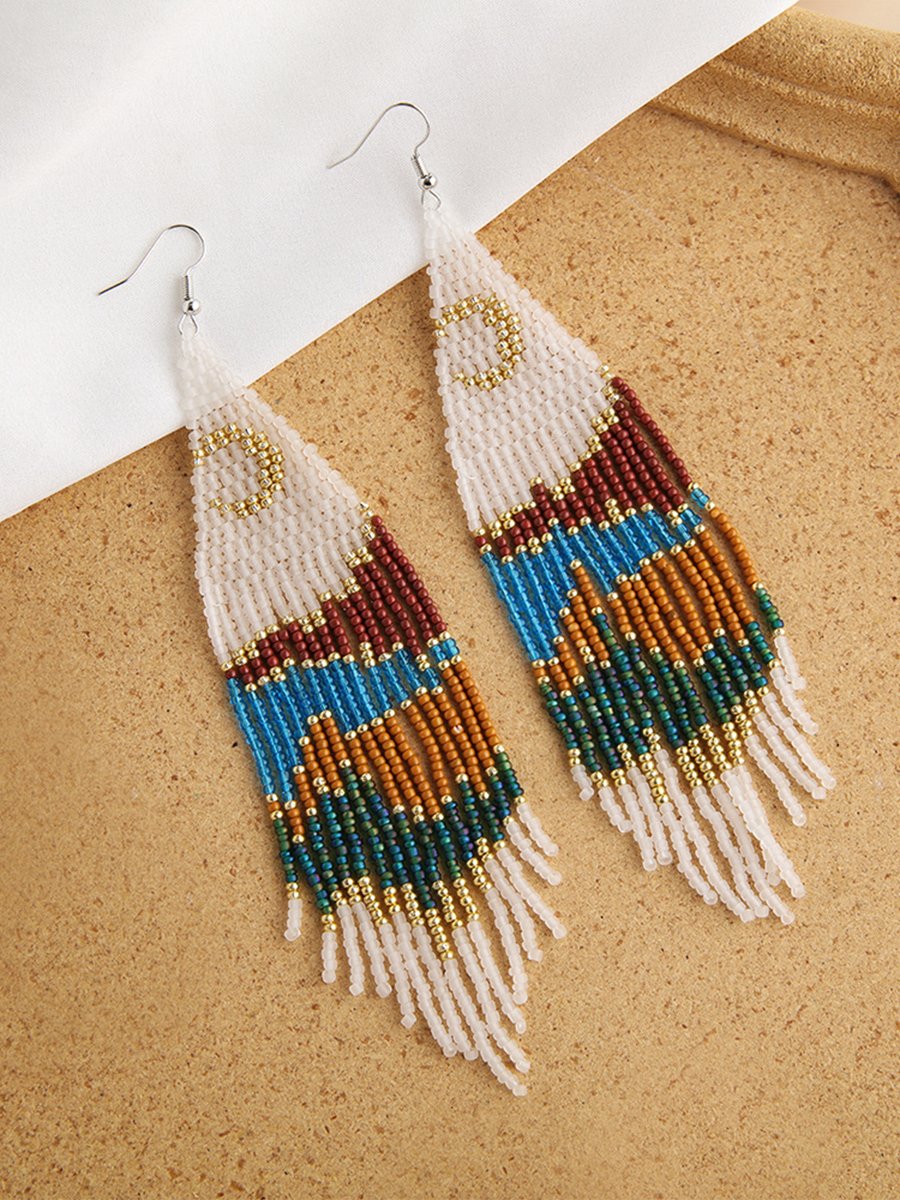 Bohemian Rice Bead Tassel Earrings